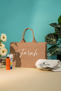 Custom Name Straw Beach Bag & Medium Towel