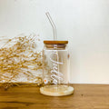 Custom Name & Daisy Glass Cup With Straw