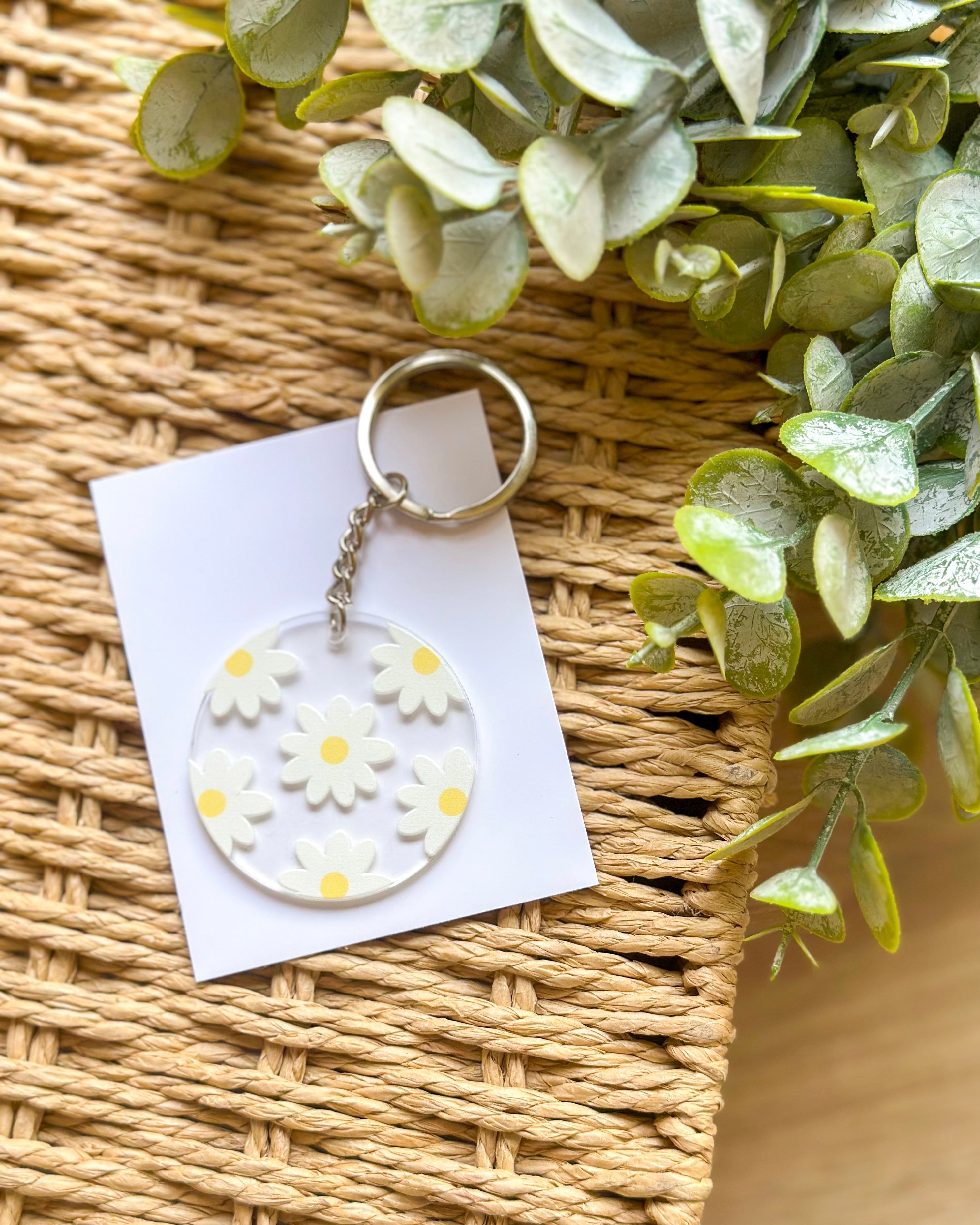 Daisy Floral Acrylic Keychain