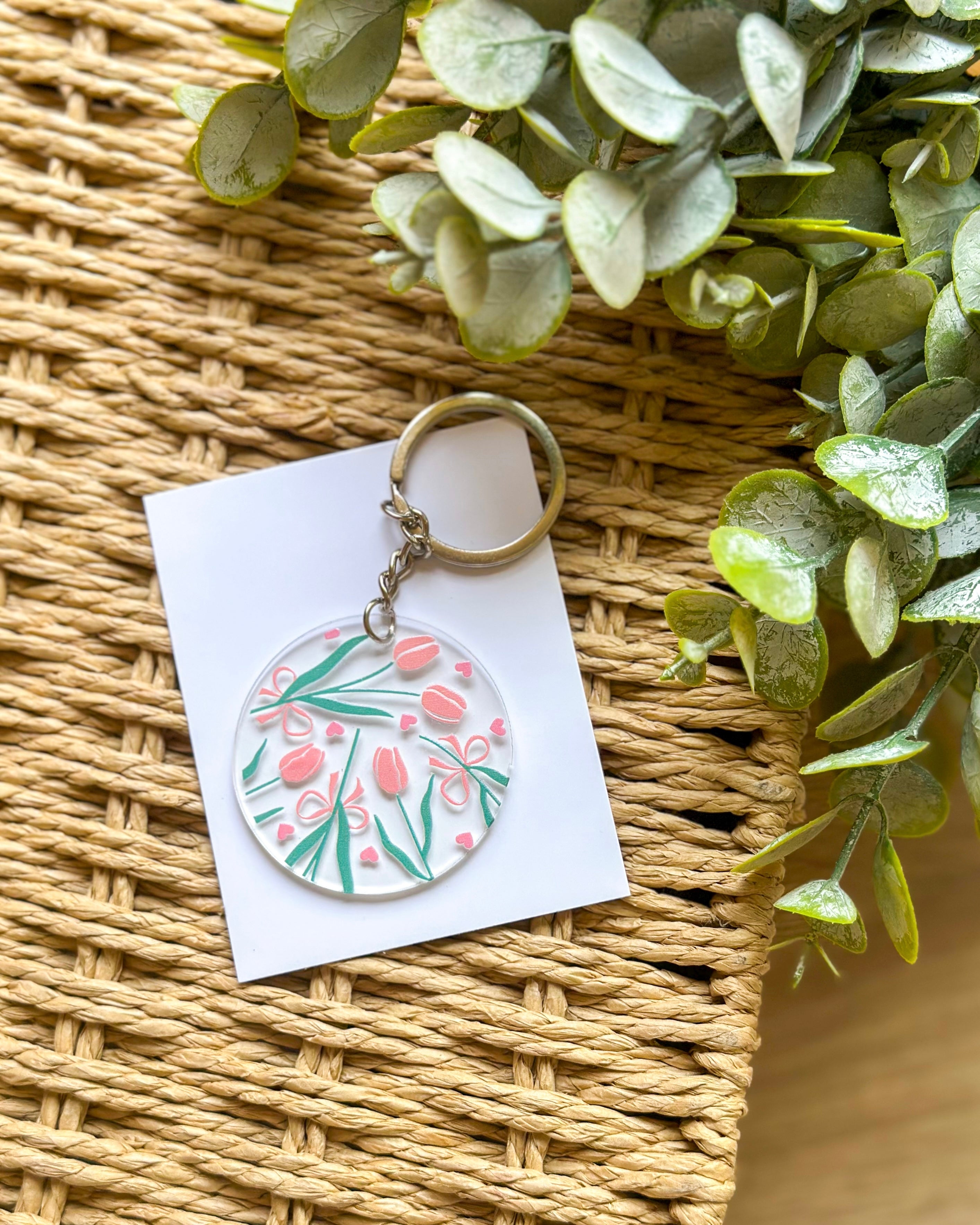 Tulip Floral Acrylic Keychain