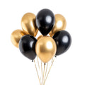 12" Black & Gold Helium Latex Balloon Set (6 pcs)