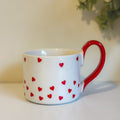 Mini Hearts Ceramic Cup - Red