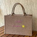 "Hello Sunshine" Embroidered Straw Beach Bag