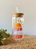 "Fun In The Sun" Glass Cup With Straw