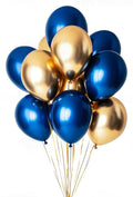 12" Navy & Gold Helium Latex Balloon Set (6 pcs)