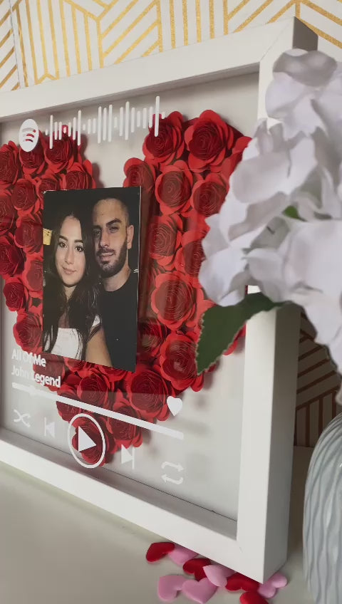 Photo & Spotify Scannable Song Heart Handmade Paper Flower Box