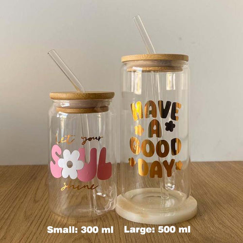 "Mama Needs Coffee" Glass Cup With Straw