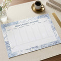 Custom Name Blue Floral Weekly Desk Planner